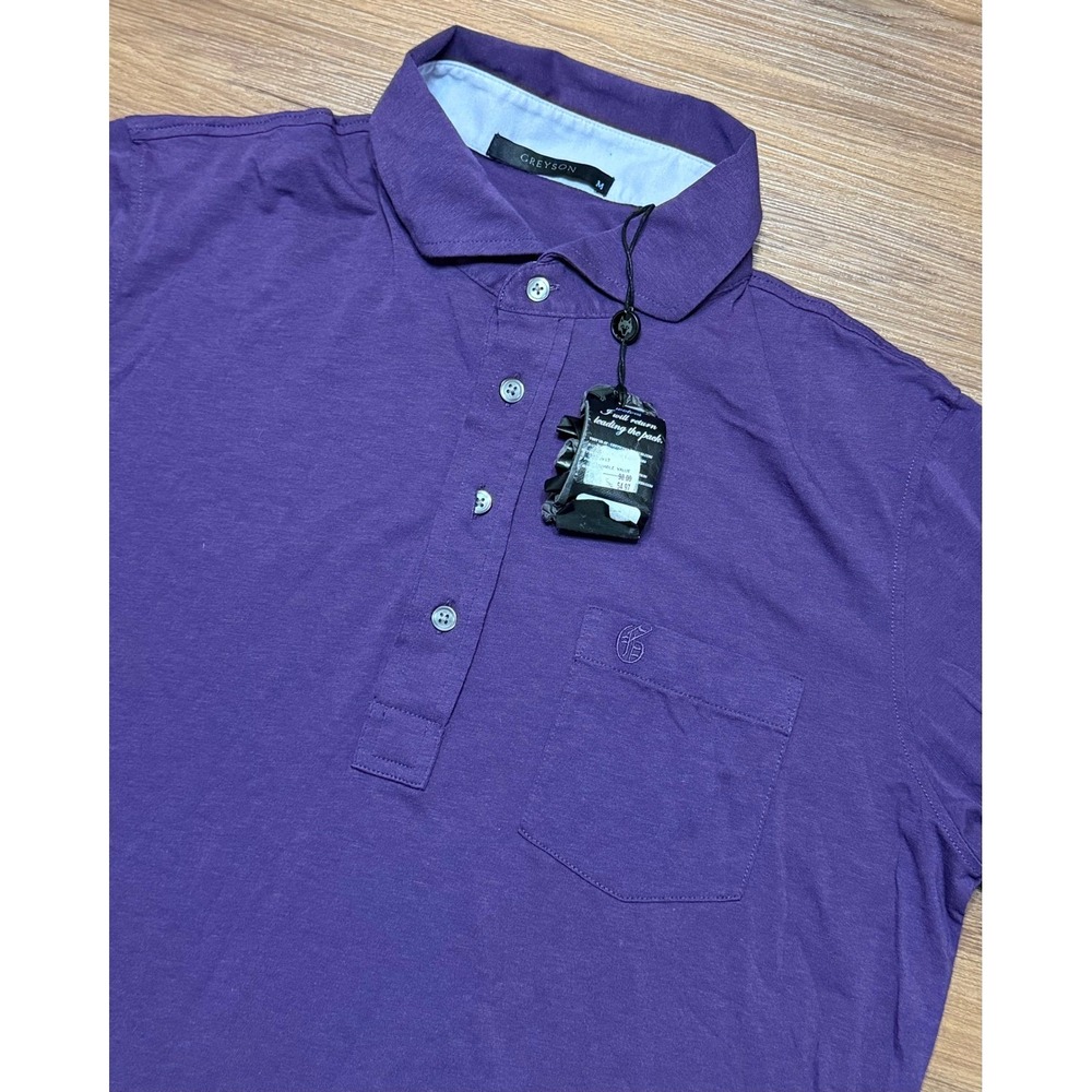 Greyson 4 Button Spirit Polo Shirt Nightshade Purple Pima Cotton Size M NEW